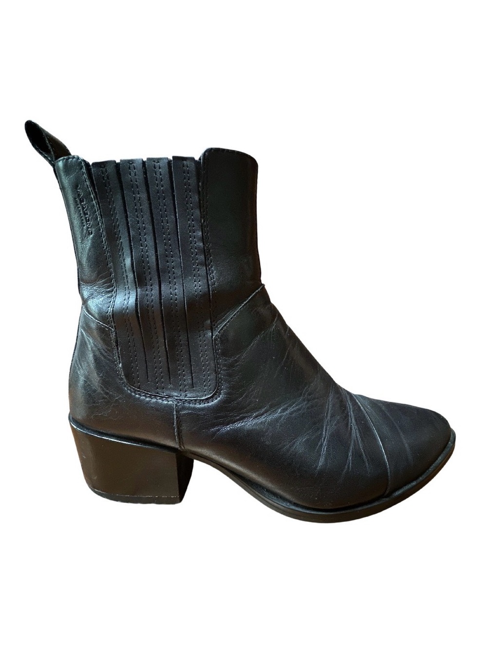 Vagabond Marja Black Leather Western Ankle Boots